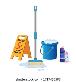 Mopping the floor with cleaning kit