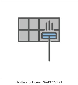 mopping floor filled outline icon. mop color line illustration.