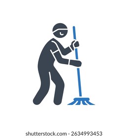 Mopping Floor Icon Isolated On White Background