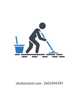 Mopping Floor Icon On White Background