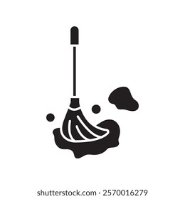 Mopping floors icon black and white vector outline sign