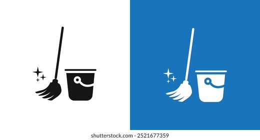 Mopping floors icon Flat vector set outline