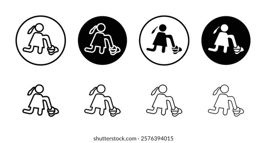 Mopping floors icon logo sign set vector outline