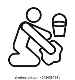 Mopping floors icon mark in filled style