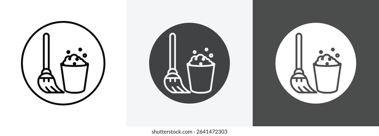 Mopping floors icon set vector art