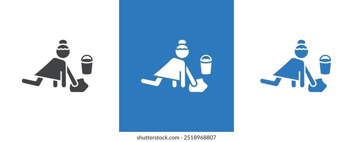 Mopping floors icon thin line illustration