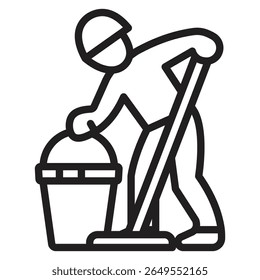 Signo aislado de la Ilustración vectorial del icono de los pisos de la fregona