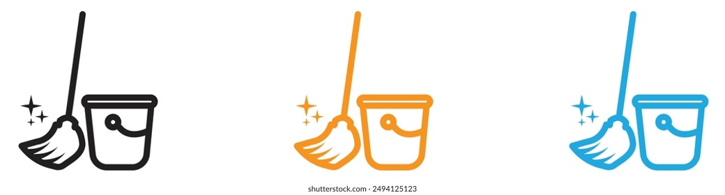 Mopping floors icon vector logo set collection for web app ui