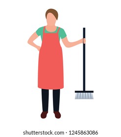 Mopping girl flat icon design