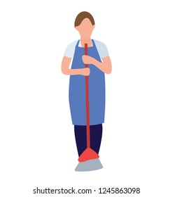 Mopping girl flat icon design