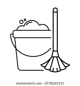 Mopping – Mop and Bucket Representing Floor Hygiene