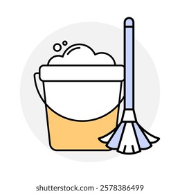 Mopping – Mop and Bucket Representing Floor Cleaning