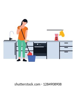 Mopping services flat icon design