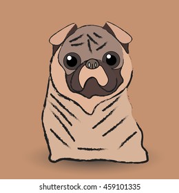 Mops little dog
Vector illustration of a pug dog with bulging eyes who sits and looks at a host in pastel colors