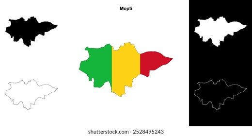 Mopti region outline map set