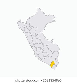 Região de Moquegua em destaque no mapa do Peru