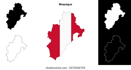 Moquegua region outline map set