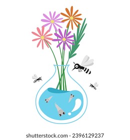 moquitoes in vase. mosquito control concept.