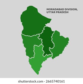 Mapa de la división de Moradabad del estado de Uttar Pradesh, India