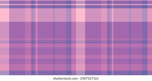 Morado vector background fabric, wallpaper seamless check plaid. Mat textile tartan texture pattern in purple and pink color.