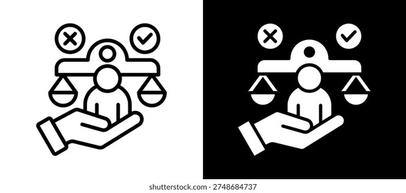 Moral Choice Icon whiteblack Vector Illustration