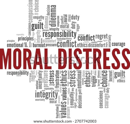 Moral Distress word cloud conceptual design isolated on white background.
