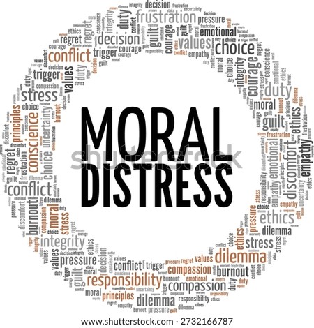 Moral Distress word cloud conceptual design isolated on white background.