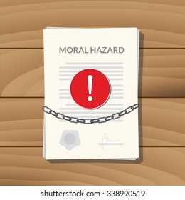 moral hazard with paper chain and alert sign
