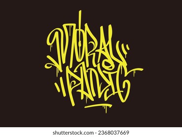 Etiqueta De Graffiti De Pánico Moral Mano Letras Amarillas Escritas En Fondo Negro Diseño Vector Eps 10