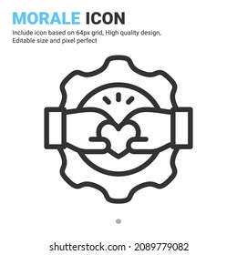 Morale icon vector with outline style isolated on white background. Vector illustration charity sign symbol icon concept for business, finance, industry, company, apps, web, ui, ux and project