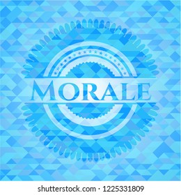 Morale realistic sky blue mosaic emblem