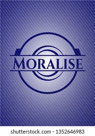 Moralise emblem with denim texture