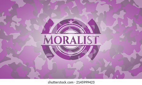 Moralist pink on camo pattern. Vector Illustration. Detailed. 