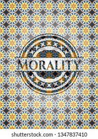 Morality arabic badge. Arabesque decoration.