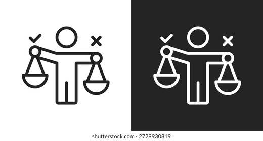 Icono de moralidad en estilo de línea blanco y negro