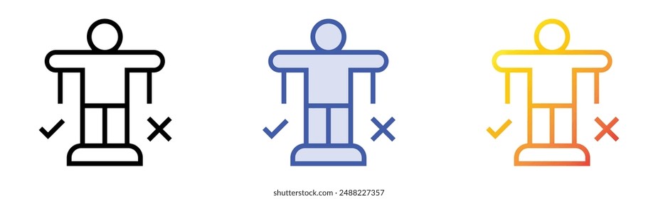 icono de moralidad. Diseño de estilo de relleno lineal, azul y degradado aislado sobre fondo blanco