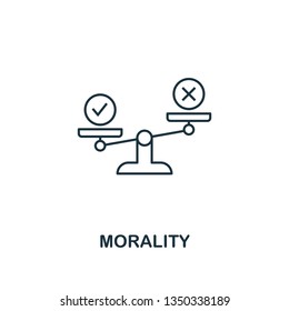 Morality Icon. Thin Line Design Symbol From Business Ethics Icons Collection. Pixel Perfect Morality Icon For Web Design, Apps, Software, Print Usage.