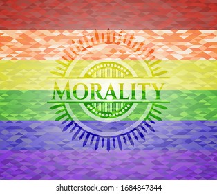 emblema de los colores vivos de la moralidad. Ilustración vectorial. Mosaico.