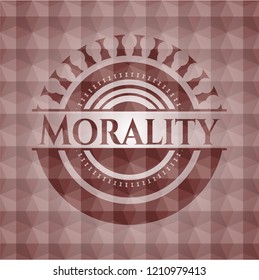 Morality red seamless polygonal badge.