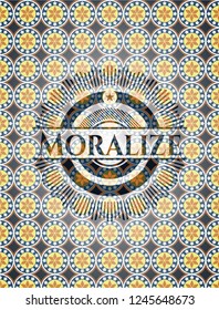 Moralize arabic badge. Arabesque decoration.