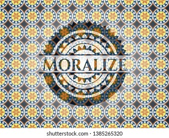 Moralize arabic emblem background. Arabesque decoration.