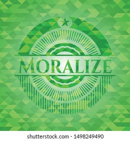 Moralize green emblem. Mosaic background. Vector Illustration. Detailed.