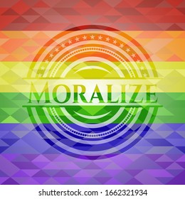 Moralize on mosaic background with the colors of the LGBT flag