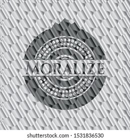 Moralize silver badge. Scales pattern. Vector Illustration. Detailed.