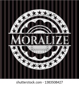 Moralize silvery shiny emblem. Vector Illustration. Mosaic.