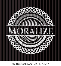Moralize silvery shiny emblem. Vector Illustration. Mosaic. 