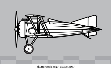 Morane-Saulnier AF. World War 1 combat aircraft. Side view. Image for illustration and infographics.