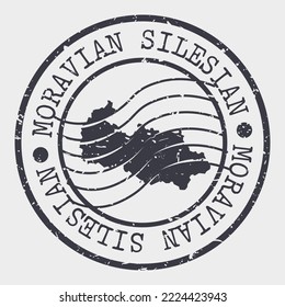Moravian-Silesian Region, Czechia Stamp Travel Passport. Design Retro Symbol Country. Old Vintage Postmark.