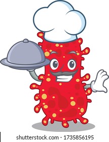 Moraxella chef cartoon character serving food on tray