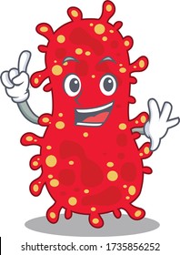 Moraxella mascot character design with one finger gesture